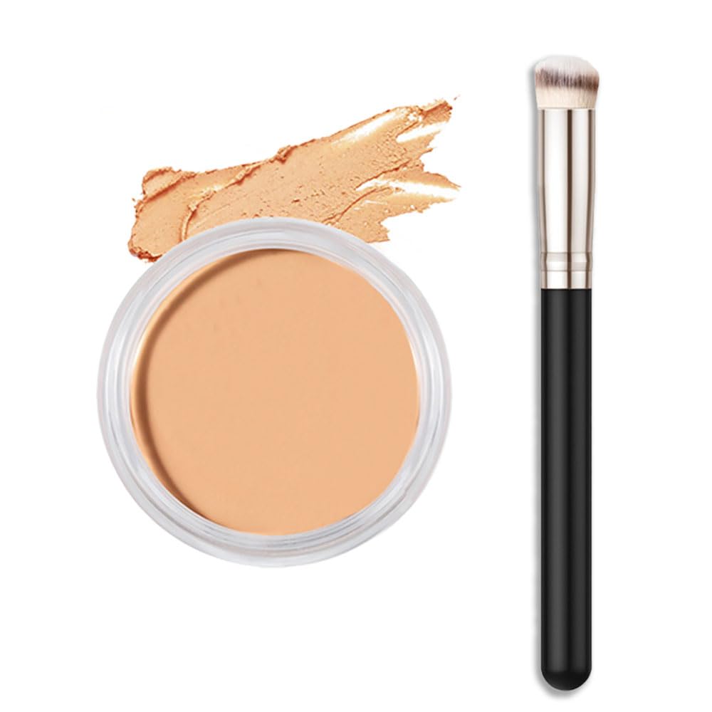KaelyCream Pot Concealer Full Coverage Makeup Set, Under Eye Brightener Color Correcting Concealer for Dark Circles, Waterproof Foundation Palette with Brush, Eye Ring Corrector de ojeras, 03