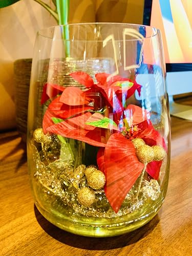 SMArtDecor Ltd - Red Artificial Poinsettia Christmas Decoration with 14x18cm bowl Vase, Medium - Image 3