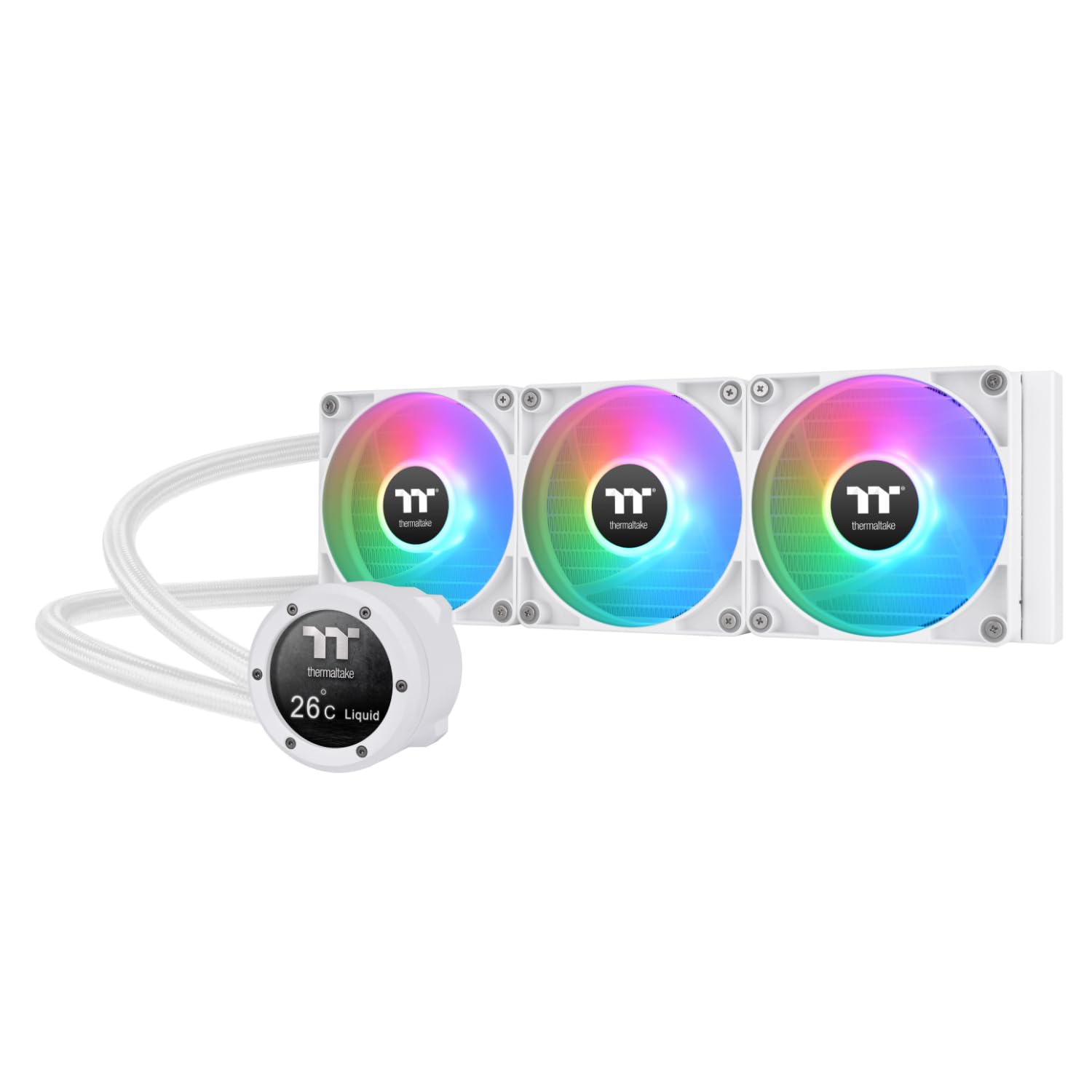 Thermaltake TH360 V2 Ultra ARGB Sync/AlO Liquid Cooler/ARGB Fan 120 * 3/PWM 500~1500rpm/Water Block 2.1″ LCD/White, CL-W405-PL12SW-A Thermaltake TH360 V2 Ultra ARGB Sync/AlO Liquid Cooler/ARGB Fan 120 * 3/PWM 500~1500rpm/Water Block 2.1″ LCD/White, CL-W405-PL12SW-A