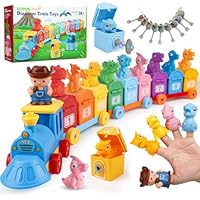 Montessori Learning Toys for Toddlers 2 3 4 Year Old, Farm Animals Dinosaur Train Toys for Counting & Matching & Sorting & Stacking Games, Educational Toys Christmas Birthday Gifts for Boys Girls