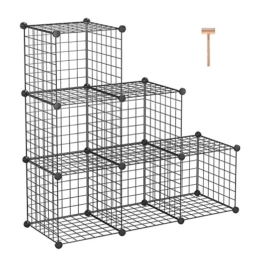 C&AHOME Portaoggetti Wire Cube, 6 - Organizer per cubi Griglie in metallo a C, Scaffali modulari, Scaffali per contenitori, Organizzatore per armadio, soggiorno, 36,6"L x 12,4"L x 36,6"A Nero
