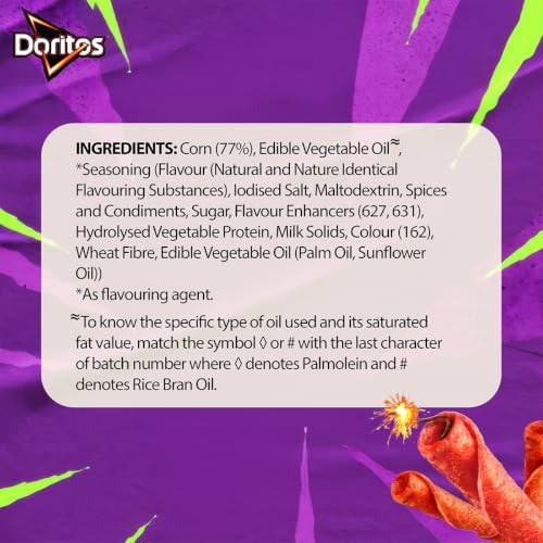 Image of Doritos Dinamita Fiery Lime and Chilli Tortilla Nacho Chips, 56g /65.2