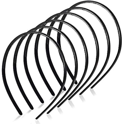 6 Pieces Plastic Plain Headbands With Teeth, Skinny Headbands DIY Hairbands, Thin Slim Narrow Hair Bands Hair Hoop Gripper Headwears for Women Men Girls (8mm Wide) Cover