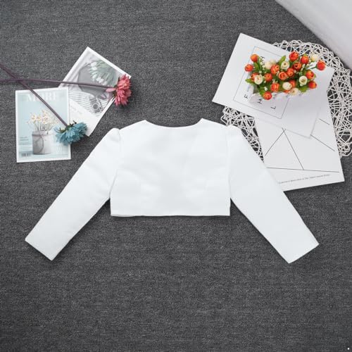 Hularka Baby Girls Long Sleeves Bolero Shrugs 3D Applique Cropped Cardigan Tops Wedding Bridesmaid Dress Cover Up4