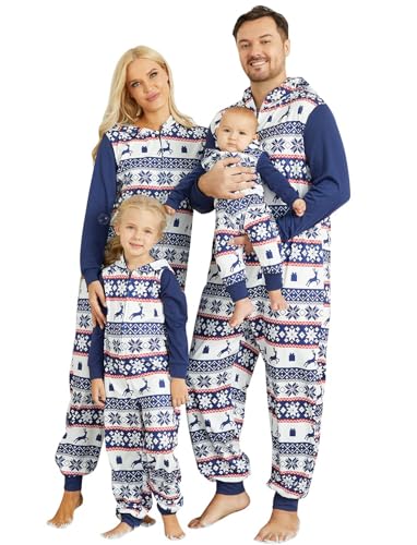 Mumetaz Christmas Pajamas for Family Matching Family Christmas PJs Sets Onesies Christmas Sleepwear Zipper Jumpsuit