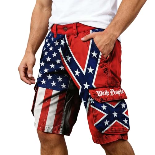 Short cargo homme idéal plein air et travail imprimé patriotique
