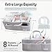 Lily Miles Baby Diaper Caddy - Organizer Tote Bag for Baby Girl Essentials - Baby Shower Basket - Nursery Must Haves - Registry Favorites - Newborn Caddie Car Travel - Gray/Blush, Extra Large