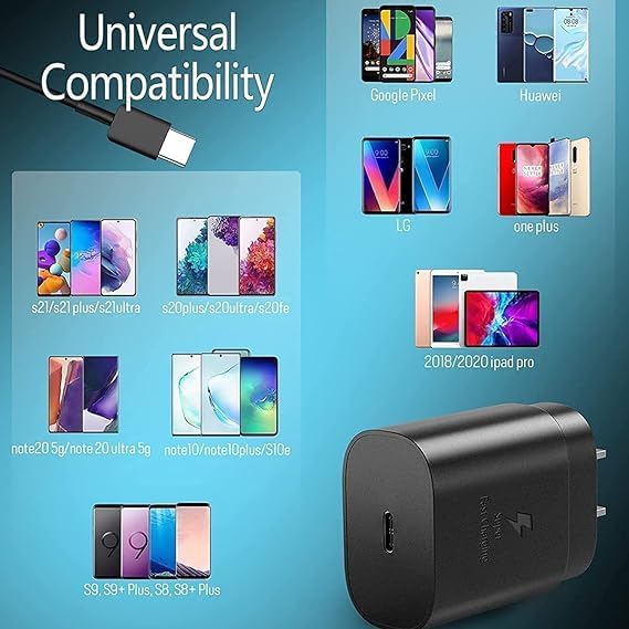 Image of Original 25W Type C Super Fast Charger Adaptor Android Phone Wall Charger for Galaxy S23 Ultra /S23 /S23 Plus /S22 /S22 Ultra /Galaxy Tabs Black(TEN57)