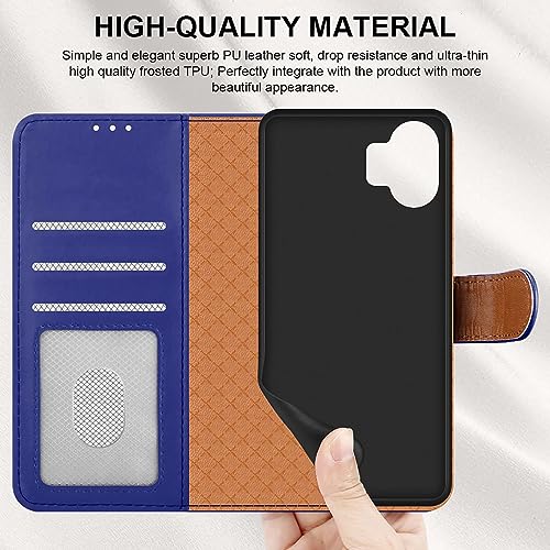 iCatchy for Nothing Phone 2 Case Leather Wallet Book Flip Folio Stand View Magnetic Protect RFID Blocking Cover compatible with Nothing Phone 2 Phone Case (Blue) - Image 4
