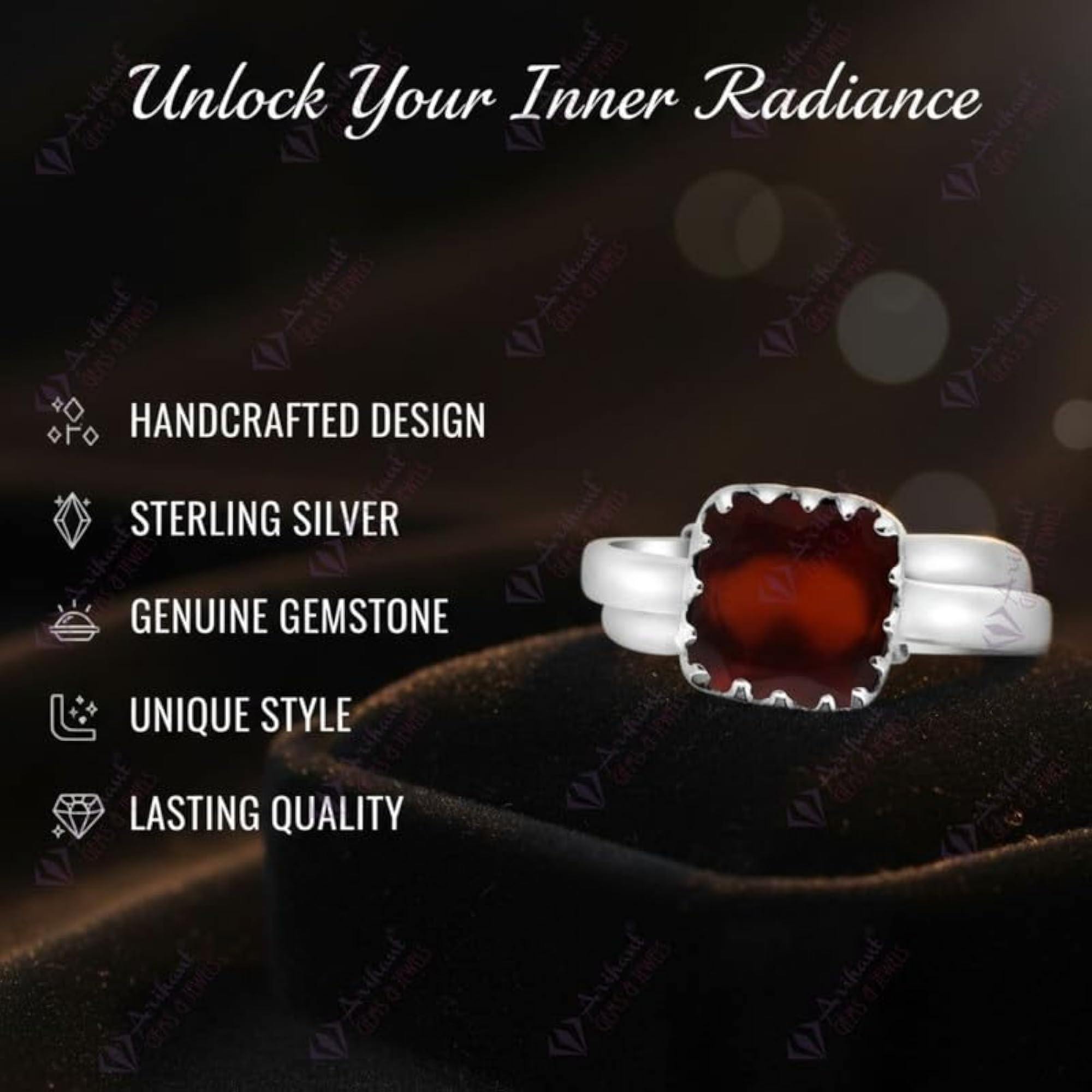 Hessonite Garnet Adjustable Ring in Sterling Silver