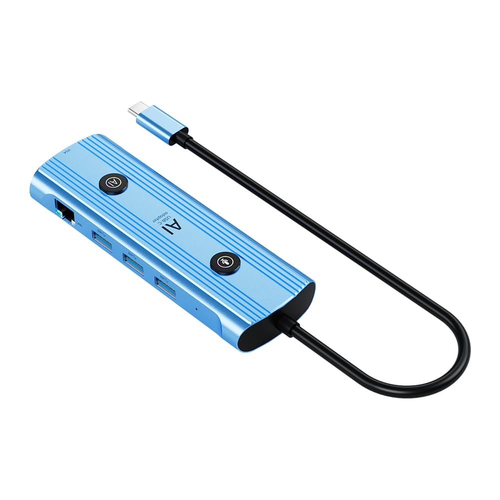 Adapter AI USB-C inteligentna stacja dokująca C, koncentrator 13 w 1 AI Voice Stacja dokująca VGA USB RJ45 SD/TF 3,5 mm PD3.0
