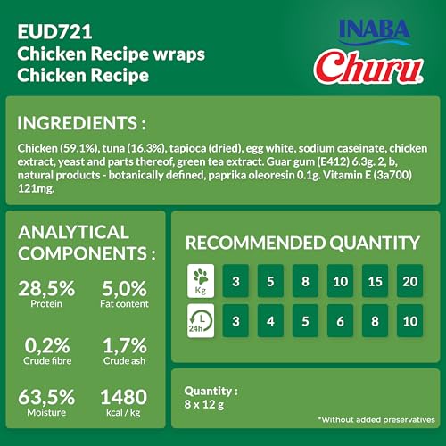 Churu Bites by INABA Dog Treat, Chicken Flavour 8 Pack (64 x 12g total) / Crispy Pouches with Creamy Filling Dog Treat - Image 2