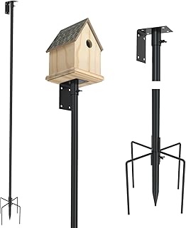 Urban Deco Bird House - Kit de soporte para polos (203 cm, barra ajustable con 5 púas para exteriores, soporte universal, yarda, decoración de jardín), color negro