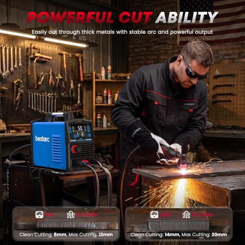 Image of Bestarc Pilot Arc Plasma Cutter, [Large LED Display][Air Sensor] 50A Plasma Cutter Machine 110 /220V Dual Voltage, 1 /2 Inch Clean Cut 4 /5 Inch Max Cut, Post Flow Mesh, 2T /4T for Beginners DIY