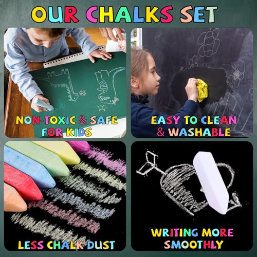 Bkpvr 150 Pcs Jumbo Sidewalk Chalk Set for Kids 30 Colors, Cone Shaped Giant Colorful Chalk Bulk, Non-Toxic Colored Washable Chalk For Driveway, Pavement, Outdoors, Blackboard, Playground by Bkpvr - Image 4
