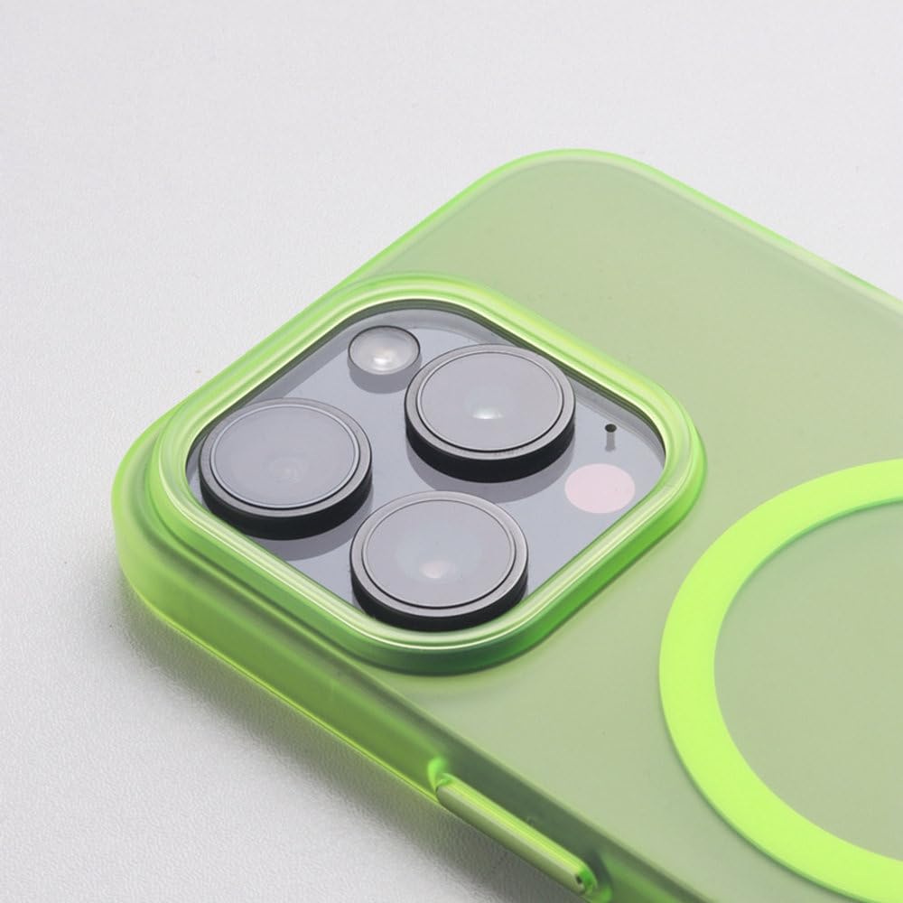 Ultracienkie matowe etui 2 w 1 do iPhone'a 16, 16Pro Max, 15, 15Pro, 14, 13, 12, z matowym etui do ładowania bezprzewodowego, fluorescencyjne zielone, do iPhone'a 16 Pro