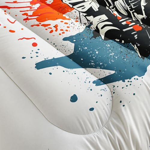 Image of Motocross Comforter Set Extreme Sports Printed Bedding Set with 1 Comforter and 2 Pillowcases for Boys and Girls Bedroom All Season(Motocross Queen)