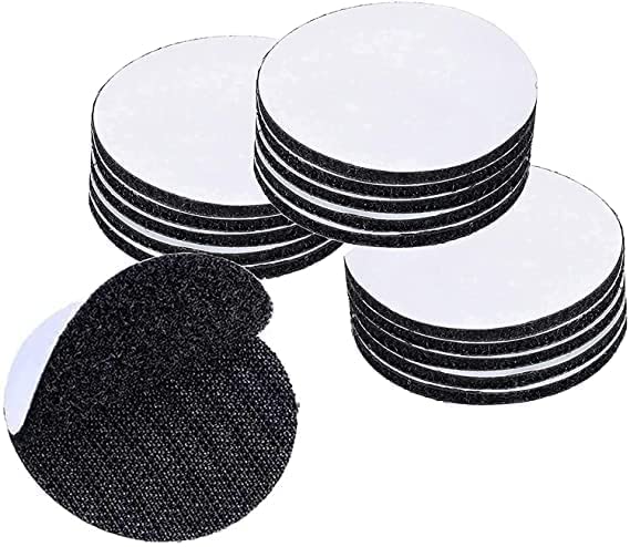 NAVA PAVA Double Sided Hook Loop Dots Adhesive Sticky Back Coins Self Adhesive Fastener Interlocking Tape for Couch Cushions, Carpet, Stair Treads Carpet, DIY Craft, Round 2 inch, Black (Set of 10)