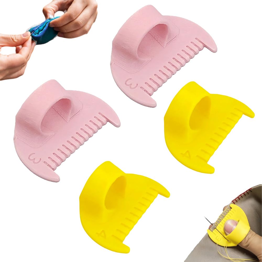 Blokada ściegu krawędziowego i miernik do szycia z odstępami 3 mm/4 mm dla początkujących, spójne szwy, narzędzia do szycia ręcznego do szycia w domu i rzemiosła (żółty + różowy, 3 mm)