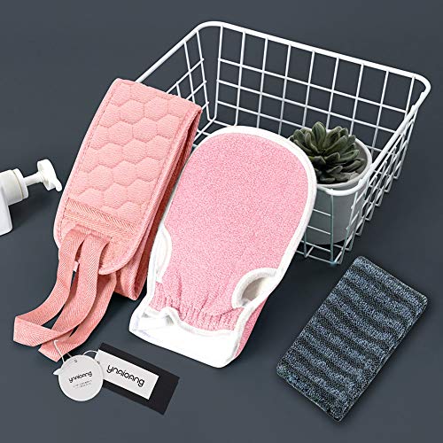 最安値 あかすり アカスリ 垢すりミトンタオルセット 両面あかすりタイプ 背中ブラシ 体洗う 効果的な背中ニキビ取り かかと角質取り 血行促進 男女兼用あかすりタオル お風呂バス用品3ピースセット ピンクの価格比較