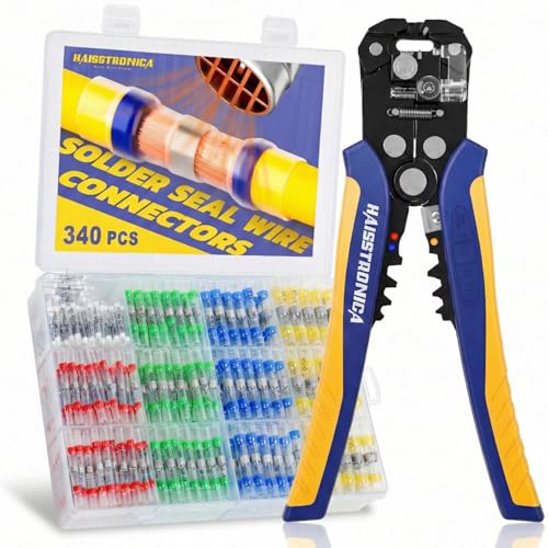 Image of haisstronica 340PCS Solder Seal Connectors Kit with AWG 24-10 Wire Stripper
