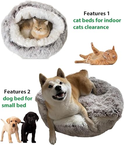 SHJOEE Flauschig Hundebett Muschelform Katzenbett Warm Tierbett Haustierbett Waschbar Hundesofa Katzensofa Plüsch Hundekorb Katzenkorb Weich Hundekissen Katzenkissen Gemütlich Hunde Katzen Schlafplatz