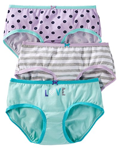 Girls Panties Size 2-12 - Pack of 3 - OshKosh Cotton Stretch Panties (6, Striped-Blue-Purple)