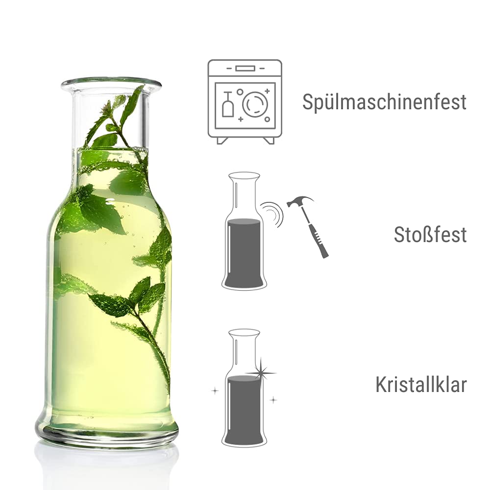 Stölzle Oberglas Juego de 6 jarras de la serie Purity de 1 litro, jarra de agua, jarra de bebidas espirituosas, jarra de leche de cristal, resistente a la rotura y apto para lavavajillas