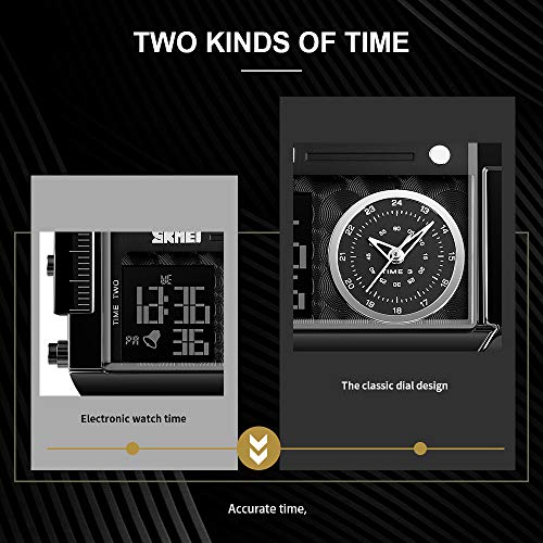 Image of SKMEI Men's Digital Sports Watch, LED Square Large Face Analog Quartz Wrist Watch with Multi-Time Zone Waterproof Stopwatch