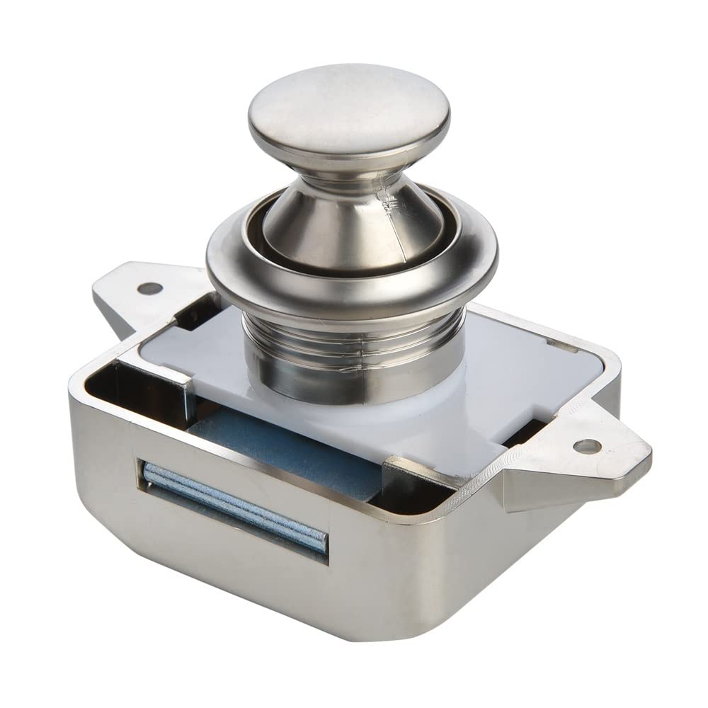 Cerradura de botón, cerradura de paleta de remolque, cerradura de puerta de caravana, 5 piezas Camper Car Push Lock 20 mm RV Caravana Barco Motor Casa Gabinete Cajón Cerraduras de botón for herrajes f