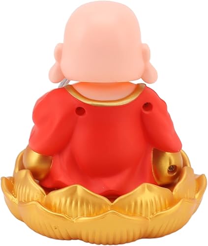 Miniatura 5 de Laughing Buddha Statue, Solar Powered Smiling Nodding Buddha Decoration Represent Luck and Happiness for Car Ornaments Home Office Desktop