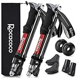 Rocacoco トレッキングポール 折畳み 登山 ストック 軽量 100-120cm伸縮 ウォーキングポール ウォーキングステッキ 2本セット 登山杖 登山ポール 山登り ステッキ ハイキングポール 男性 女性 高齢者 (レッド)