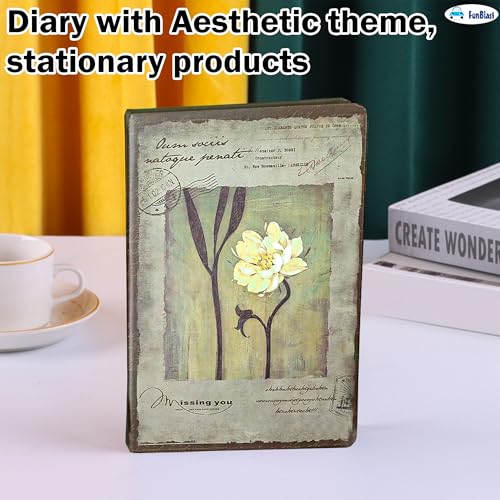 Image of FunBlast Aesthetic Diary for Girls - Kawaii Diaries, Stylish Diary, Notebooks Diary for School, Home, Office, Travel Diary & Notebook - A5 Size (114 Sheets, 228+ Pages) (White Flower)