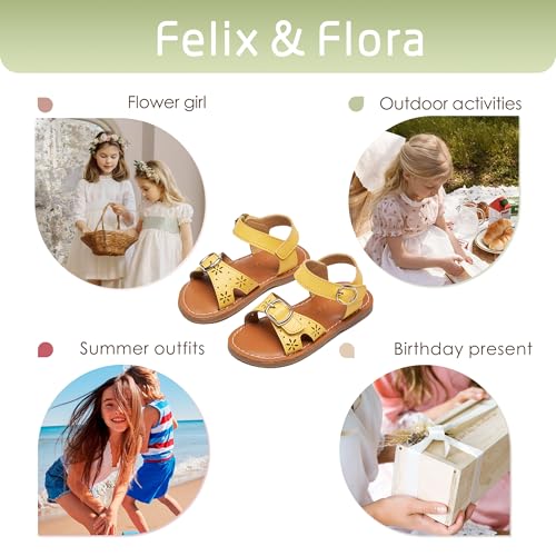 Image of Felix & Flora Toddler Girl Sandals - Flower Girl Dress Shoes Open Toe Little Kid Flats