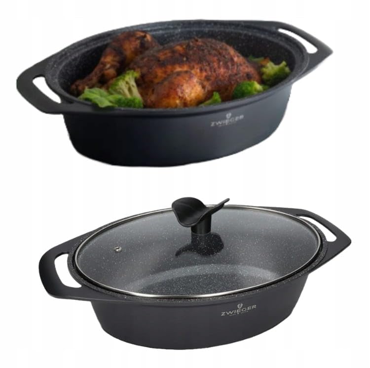 Zwieger Aluminium Schmortopf 4.4L, Antihaft Induktion, Glasdeckel, für alle Herdarten geeignet