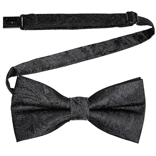 AOZUO Fliege, Fliege Herren Anzug, Schwarze Fliege Herren Hochzeitsfliege Verstellbare Fliegen mit Paisley Streifen Zum Selbstbinden für Formellen Smoking Hochzeit Party Abschlussball