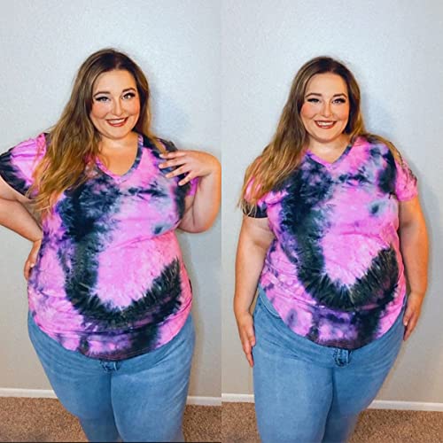 CARCOS Womens Plus Size Tops Short Sleeve Shirts V Neck Tunic Floral/Aniaml Blouses XL-5X2