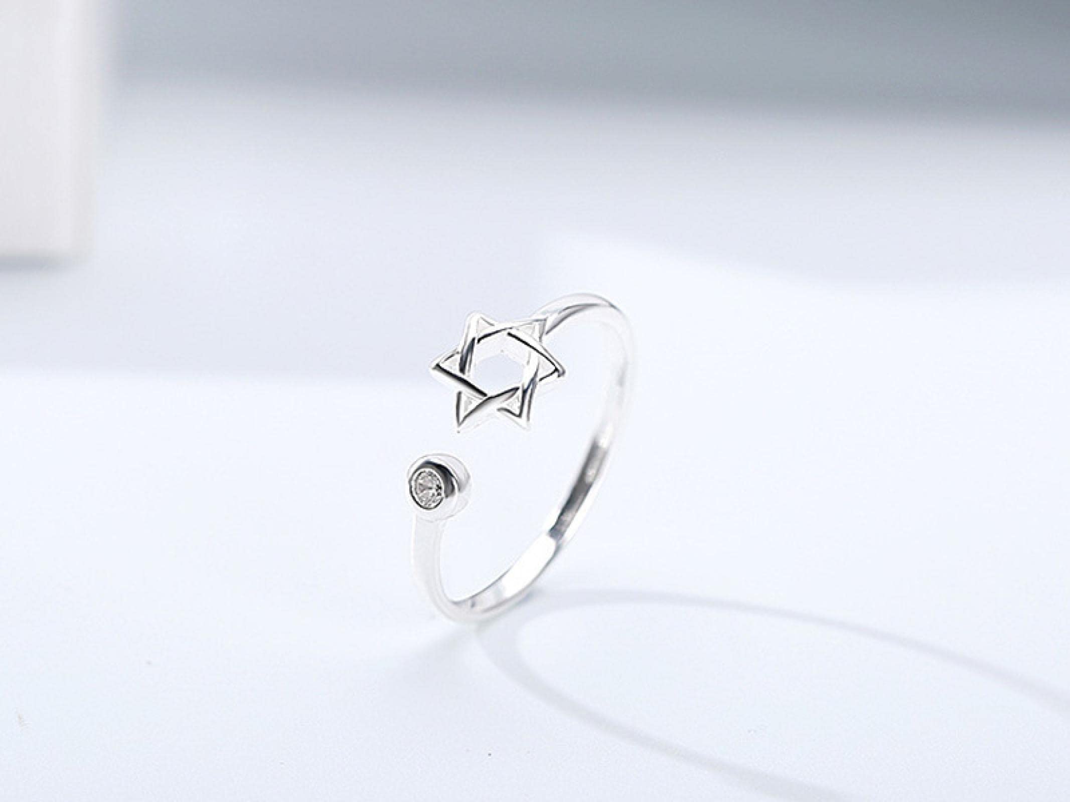 Anillos de Estrella Ajustables de Plata de Ley, Anillos de Boda for Amantes for Mujer