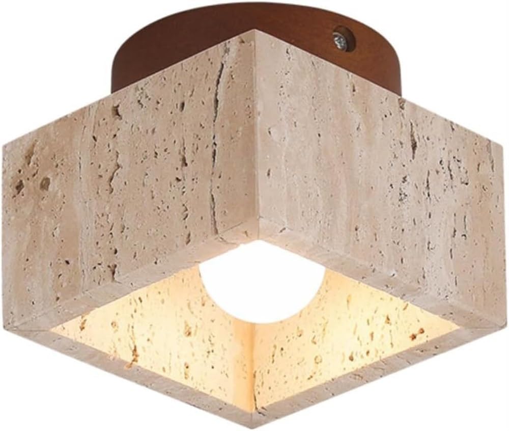 PCXEHUYP Modern Travertine Ceiling Light Fixture for Living Room Bedroom Corridor Staircase E26 Single Head Chandelier Dining Study Villa Stylish and Elegant Lighting Solution