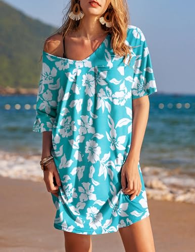 Image of Ekouaer Womens Tshirt Nightgown Cotton V Neck Sleepshirts Comfy Casual Nightshirt for Women