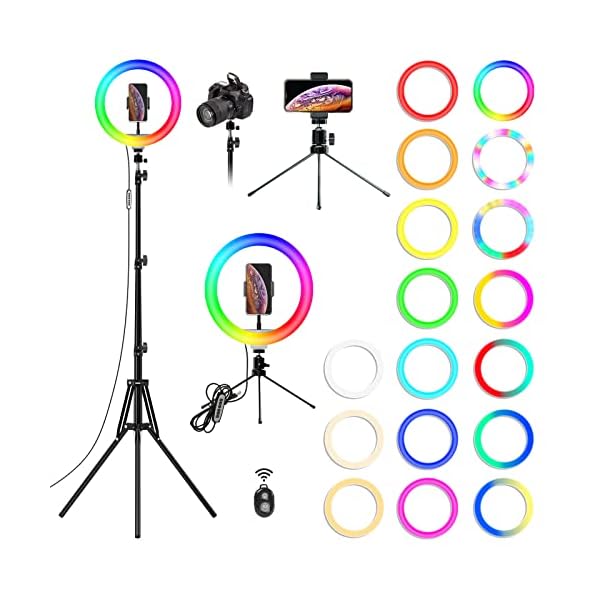 Wowstar Ringlicht, 10 Zoll Ringlicht mit 2 Stativ, 3 Farbe und 26 RGB Farbe Dimmbare Selfie Ringleuchte mit…