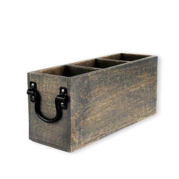 GoCraft 3 Compartment Flatware Caddy, Cutlery Utensil Holder, Organizer Caddy Box For Cooking, Silverware, Flatware, Sauce Spoon, Tongs, and More, Grey Washed Mango Wood Caddy with Metal Handles GoCraft 3 Compartment Flatware Caddy, Cutlery Utensil Holder, Organizer Caddy Box For Cooking, Silverware, Flatware, Sauce Spoon, Tongs, and More, Grey Washed Mango Wood Caddy with Metal Handles