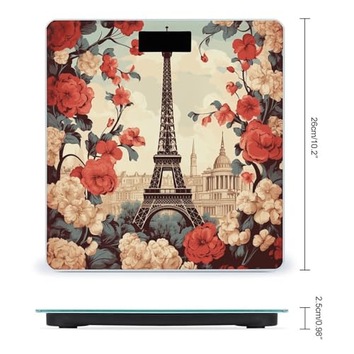 Báscula Digital de Baño Vidrio Templado Paris Vintage Floral miniatura 2