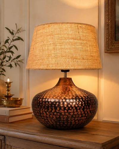 Homesake® Antique Hammered Table Lamp for Bedroom & Living Room, ...