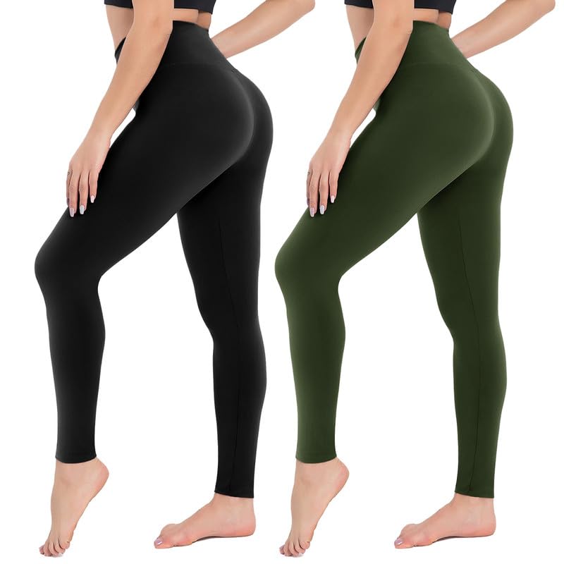 Campsnail 2er Pack Leggings Damen Schwarz High Waist Sport Leggins Blickdicht Sporthose für Gym Yoga