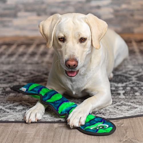 Outward Hound Kyjen 32067 Invincibles Plüschschlange ohne Füllung Strapazierfähige Hundespielzeuge Quietschspielzeug mit 3 Quietschelementen, Größe S