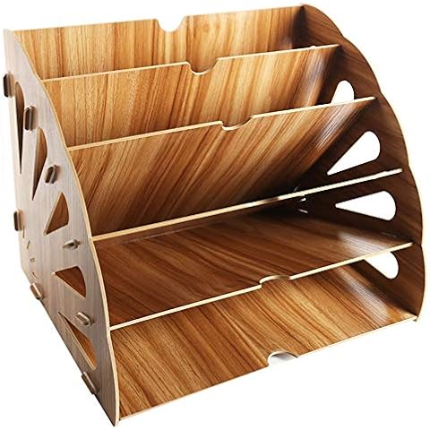 CATEKRO Fan Shaped Wooden Storage Box Frame Finish Storage File Storage Rack Multilayer Information Library A4 Cover