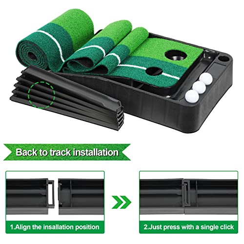 Golf Putting Matte mit automatischer Ballrückgabe – Golf Geschenkset Matte, kreative Geschenkidee für Golfer & Golfliebhaber (Männer und Frauen)