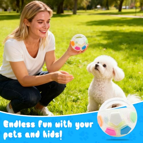Weciau The Mellow Dog Calming Ball, Anti Stress Ball mit Handle, Interaktiver Spielball für Hunde, Hundeball Unzerstörbar, Zauberball Hund für Kleine, Mittelgroße und Große Hunde (Weiß)