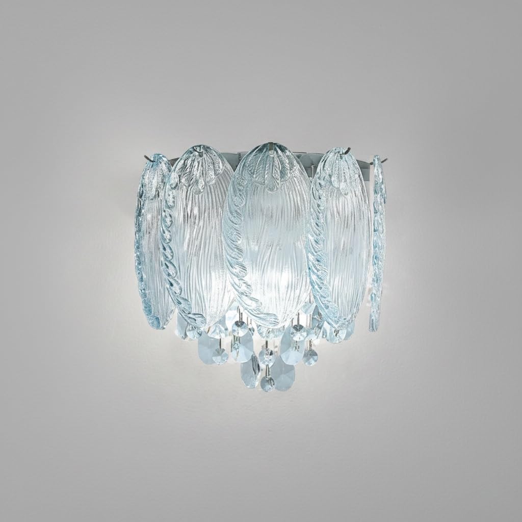 Aplique de pared moderno con dos luces casquillo E14 y pantalla de cristal decorativa